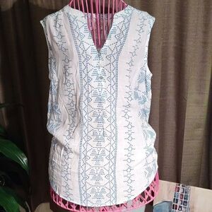 St.John's Bay Blue/white sleeveless Blouse szM